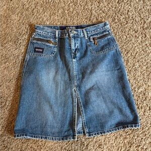 Y2K Women's Guess Denim Preppy Skirt Medium Wash Size 28